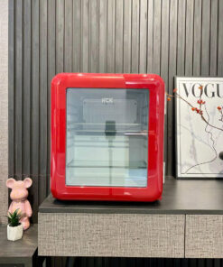 Tủ mỹ phẩm đồ uống HCK 48L SC-46R-S mini retro màu đỏ mặt kính