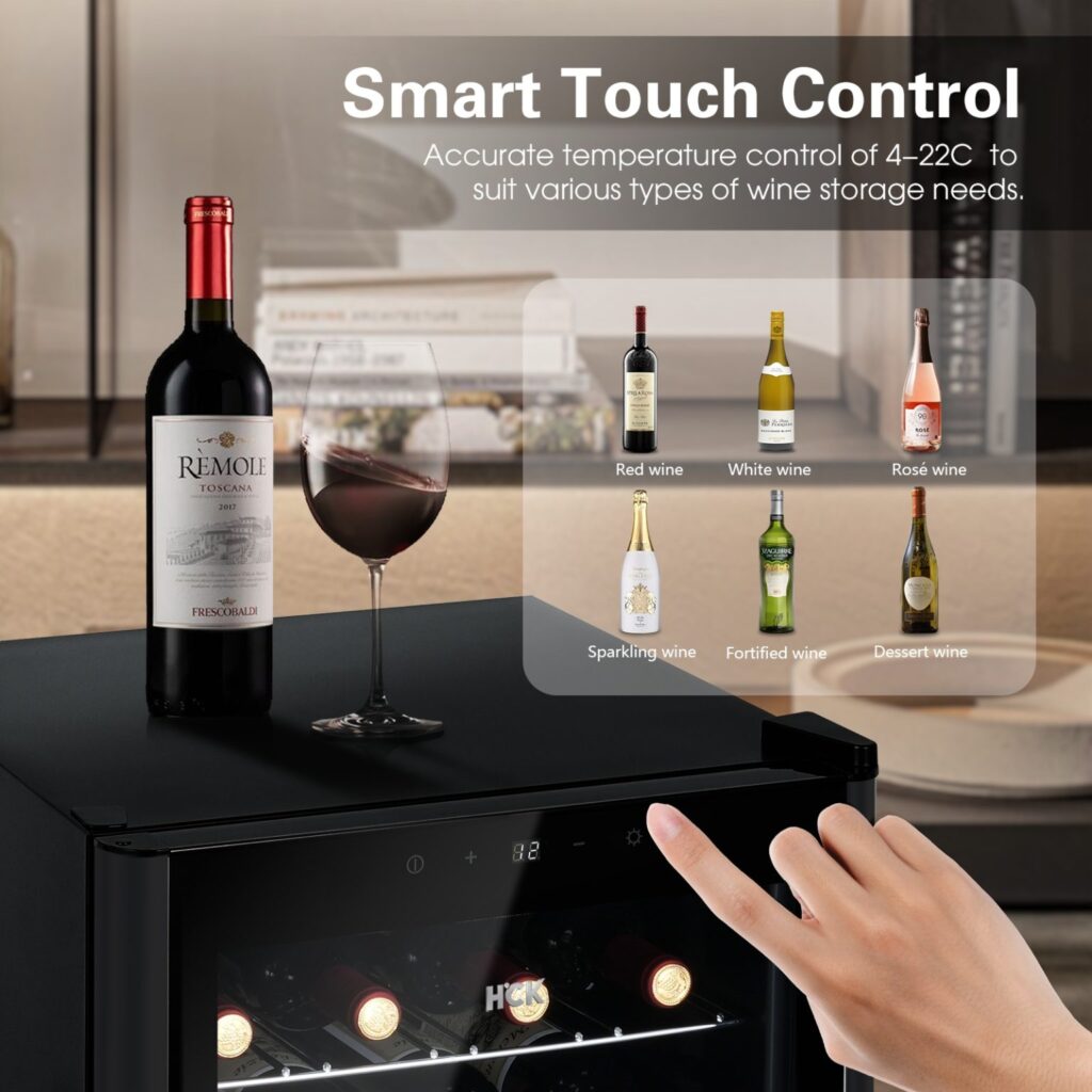 Tủ-rượu-HCK-70L-SC-70-E-mau-den-mat-kinh-chua-22-chai